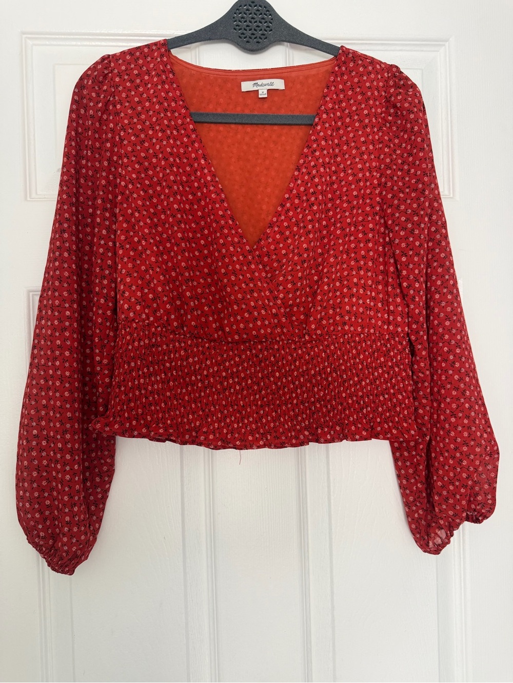 Madewell Julianne Smocked-Waist Top in Ground Madder, floral pattern Medium - Picture 3 of 9